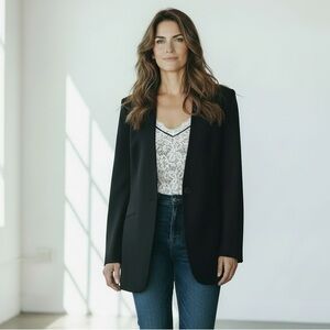 Barneys New York Black Tailored Blazer Minimalist Single Button Size 6